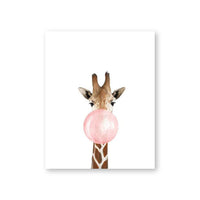 HKM-104851 Elephant Blowing Bubbles Cartoon Style Frameless Canvas Art for Children's Room