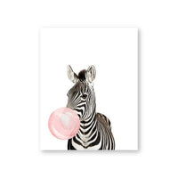 HKM-104851 Elephant Blowing Bubbles Cartoon Style Frameless Canvas Art for Children's Room