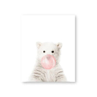HKM-104851 Elephant Blowing Bubbles Cartoon Style Frameless Canvas Art for Children's Room