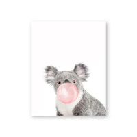 HKM-104851 Elephant Blowing Bubbles Cartoon Style Frameless Canvas Art for Children's Room