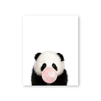 HKM-104851 Elephant Blowing Bubbles Cartoon Style Frameless Canvas Art for Children's Room