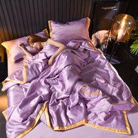 HKM-104851 Ice Silk Air Conditioning Quilt Set with Pillowcases and Sheets - Summer Cool Comfort