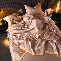 HKM-104851 Ice Silk Air Conditioning Quilt Set with Pillowcases and Sheets - Summer Cool Comfort