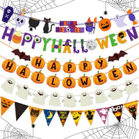HKM-104979 Halloween Pumpkin Triangle Banner Flag for Festive Party Decorations
