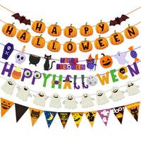 HKM-104979 Halloween Pumpkin Triangle Banner Flag for Festive Party Decorations