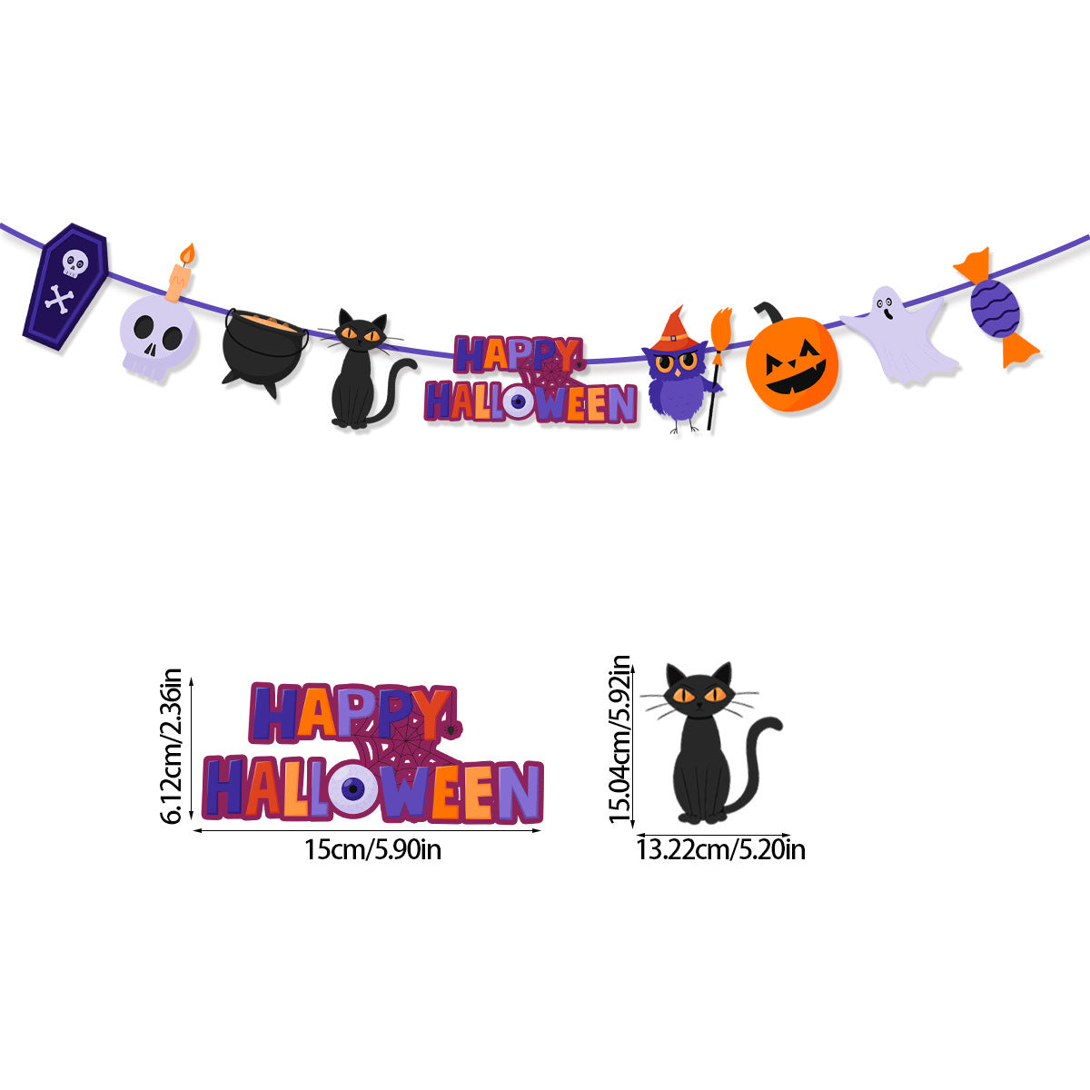 HKM-104979 Halloween Pumpkin Triangle Banner Flag for Festive Party Decorations