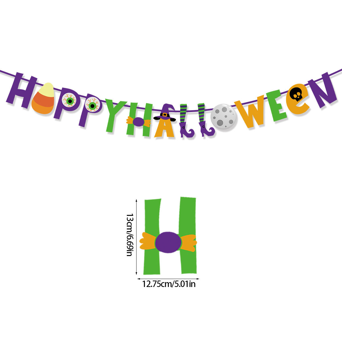HKM-104979 Halloween Pumpkin Triangle Banner Flag for Festive Party Decorations