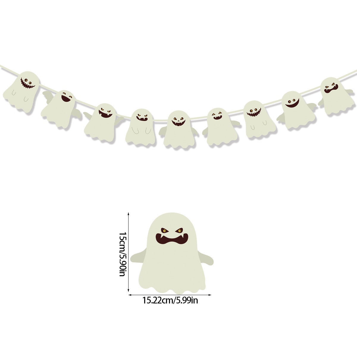 HKM-104979 Halloween Pumpkin Triangle Banner Flag for Festive Party Decorations