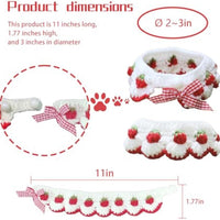 HKM-105043 Cute Strawberry Pattern Cat Collar with Breakaway Buckle and Bow Tie for Kittens and Small Dogs