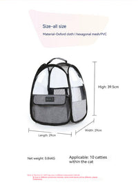 HKM-105043 Foldable Portable Cat Bag - Lightweight Transparent Design for Outings