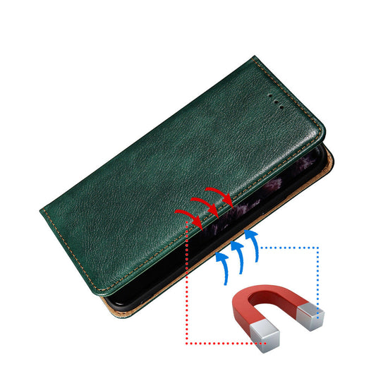 HKM-105107 Premium Leather Magnetic Flip Phone Case with Card Slots for Samsung Models