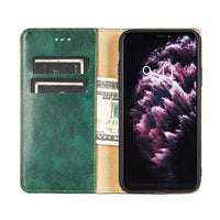 HKM-105107 Premium Leather Magnetic Flip Phone Case with Card Slots for Samsung Models