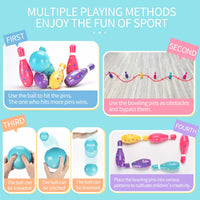 HKM-105107 Soft PU Bowling Ball Play Set with Skittles Pins for Outdoor Fun - Ages 3+