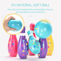HKM-105107 Soft PU Bowling Ball Play Set with Skittles Pins for Outdoor Fun - Ages 3+