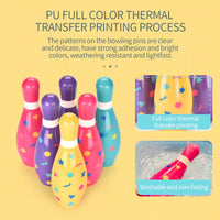 HKM-105107 Soft PU Bowling Ball Play Set with Skittles Pins for Outdoor Fun - Ages 3+