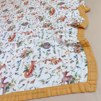 HKM-105171 Bamboo Cotton Four-Layer Summer Blanket for Kids, Fun Animal and Nature Designs, 150 x 200cm