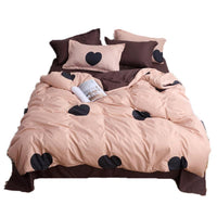 HKM-105171 Washed Cotton Four-Piece Bedding Set with Floral Twill Design - Available in Multiple Sizes
