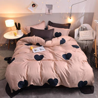 HKM-105171 Washed Cotton Four-Piece Bedding Set with Floral Twill Design - Available in Multiple Sizes