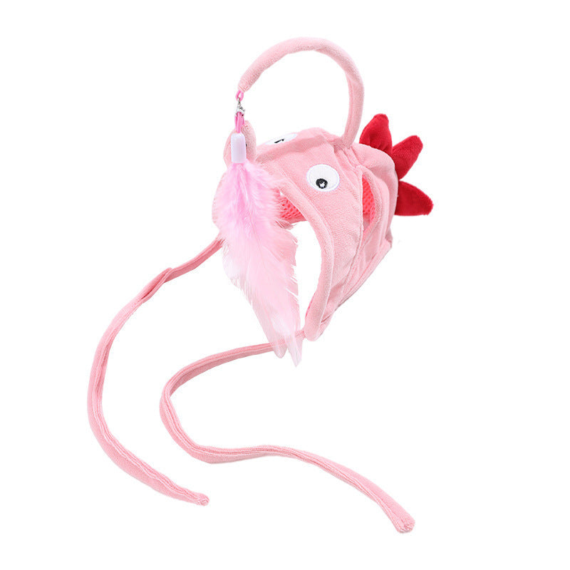 HKM-105299 Interactive Adjustable Cat Toy Stick with Head-Mounted Teaser for Playful Pets
