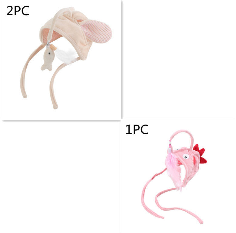 HKM-105299 Interactive Adjustable Cat Toy Stick with Head-Mounted Teaser for Playful Pets