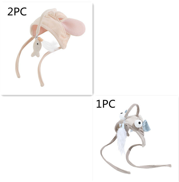 HKM-105299 Interactive Adjustable Cat Toy Stick with Head-Mounted Teaser for Playful Pets