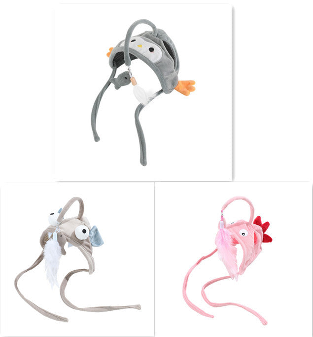 HKM-105299 Interactive Adjustable Cat Toy Stick with Head-Mounted Teaser for Playful Pets