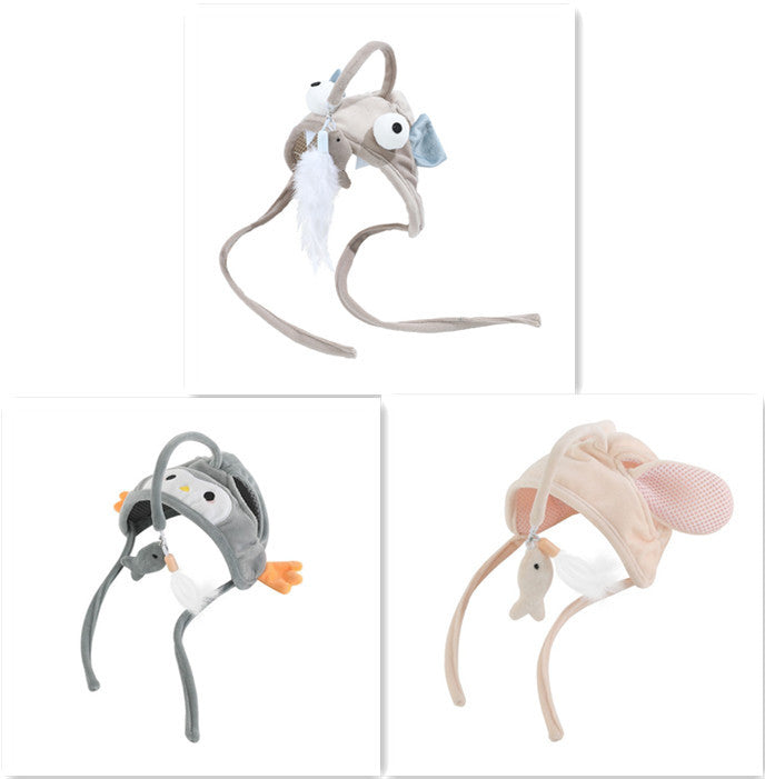 HKM-105299 Interactive Adjustable Cat Toy Stick with Head-Mounted Teaser for Playful Pets