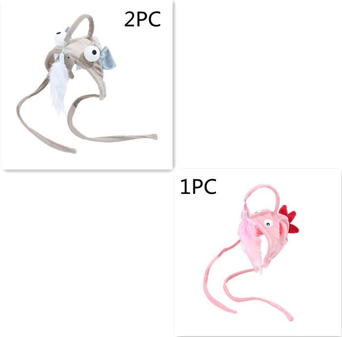 HKM-105299 Interactive Adjustable Cat Toy Stick with Head-Mounted Teaser for Playful Pets