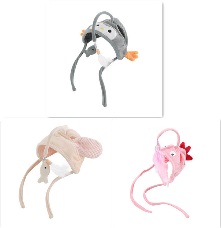 HKM-105299 Interactive Adjustable Cat Toy Stick with Head-Mounted Teaser for Playful Pets