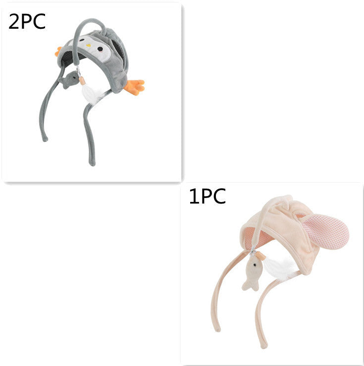 HKM-105299 Interactive Adjustable Cat Toy Stick with Head-Mounted Teaser for Playful Pets