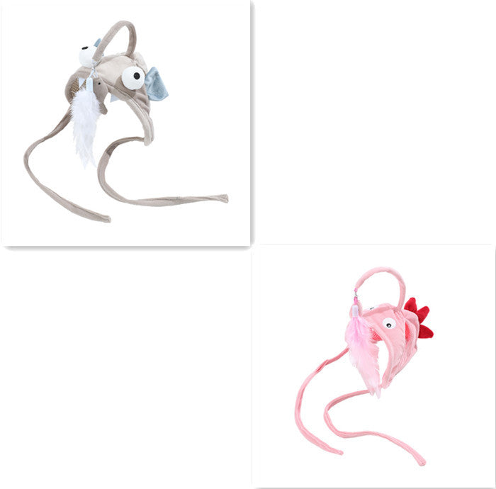HKM-105299 Interactive Adjustable Cat Toy Stick with Head-Mounted Teaser for Playful Pets