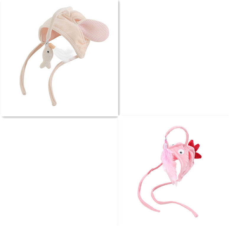 HKM-105299 Interactive Adjustable Cat Toy Stick with Head-Mounted Teaser for Playful Pets