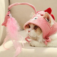 HKM-105299 Interactive Adjustable Cat Toy Stick with Head-Mounted Teaser for Playful Pets