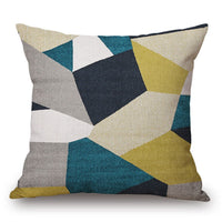 HKM-105299 Modern Abstract Geometric Pillowcase in Irregular Diamond Pattern - Soft Linen Cushion Cover, 45x45cm