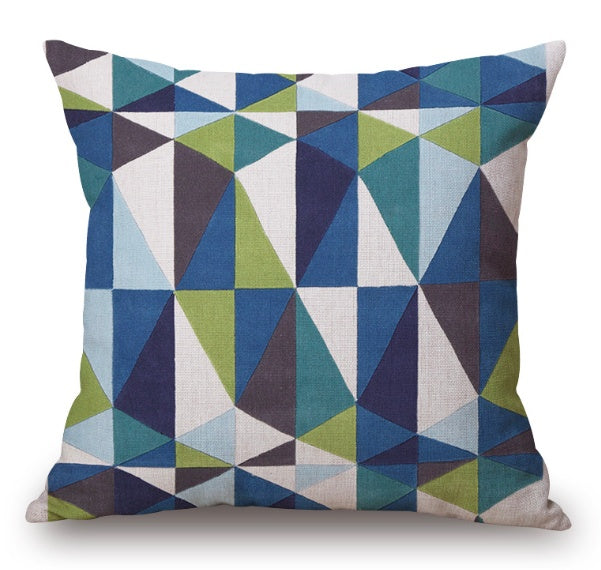 HKM-105299 Modern Abstract Geometric Pillowcase in Irregular Diamond Pattern - Soft Linen Cushion Cover, 45x45cm