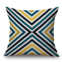 HKM-105299 Modern Abstract Geometric Pillowcase in Irregular Diamond Pattern - Soft Linen Cushion Cover, 45x45cm