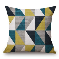 HKM-105299 Modern Abstract Geometric Pillowcase in Irregular Diamond Pattern - Soft Linen Cushion Cover, 45x45cm