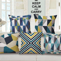 HKM-105299 Modern Abstract Geometric Pillowcase in Irregular Diamond Pattern - Soft Linen Cushion Cover, 45x45cm