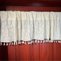 HKM-105555 Lilac and Daisy Tassel Short Kitchen Curtain for Semi-Sunshade Windows