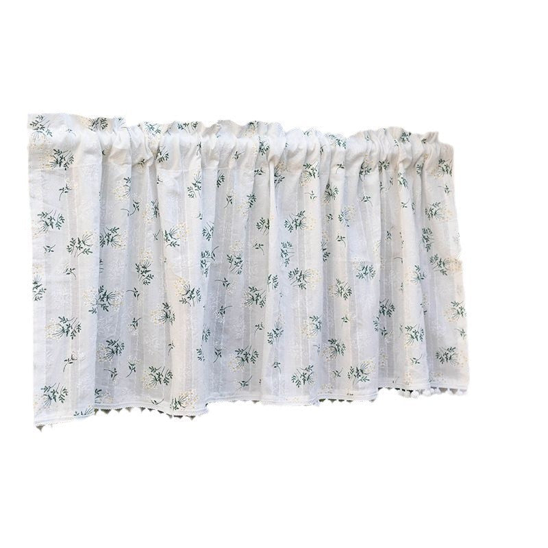 HKM-105555 Lilac and Daisy Tassel Short Kitchen Curtain for Semi-Sunshade Windows