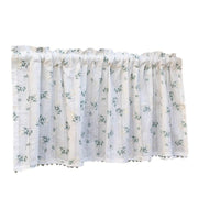 HKM-105555 Lilac and Daisy Tassel Short Kitchen Curtain for Semi-Sunshade Windows