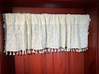HKM-105555 Lilac and Daisy Tassel Short Kitchen Curtain for Semi-Sunshade Windows