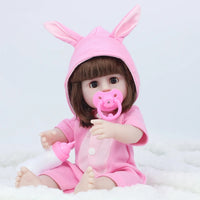 HKM-105683 Full Silicone Reborn Baby Doll with Pacifier - Lifelike Play Toy for Children, 38cm