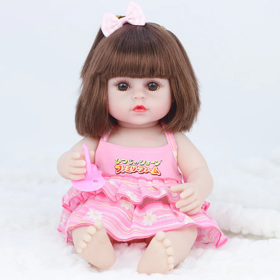 HKM-105683 Full Silicone Reborn Baby Doll with Pacifier - Lifelike Play Toy for Children, 38cm
