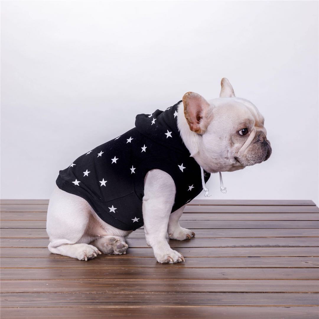 HKM-105811 Printed Hooded Sweater for Small and Medium Dogs in Black and White Cotton