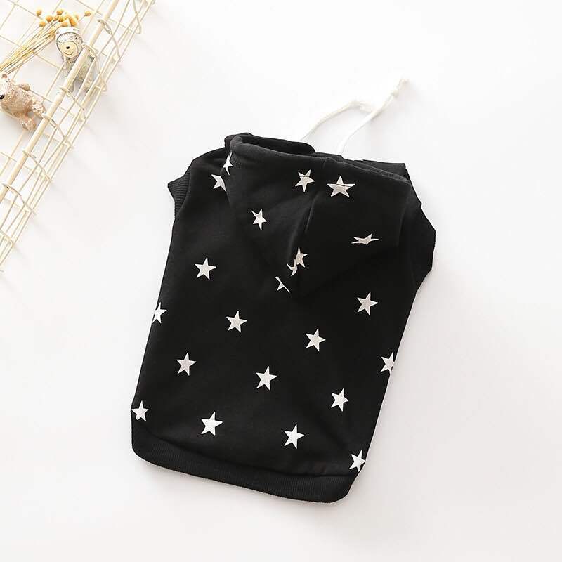 HKM-105811 Printed Hooded Sweater for Small and Medium Dogs in Black and White Cotton