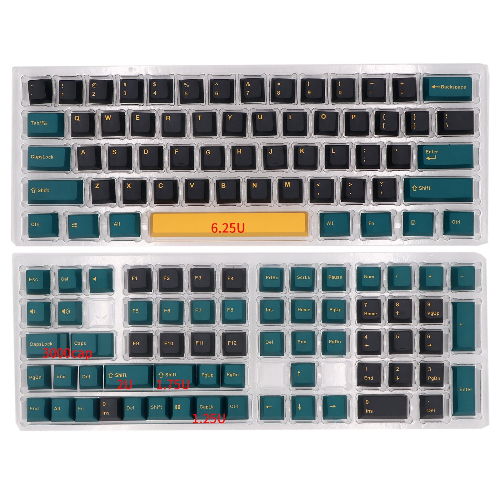 HKM-105875 Mars Green Two-Color PBT Mechanical Keyboard Keycap Set - 126 Keys for Various Configurations