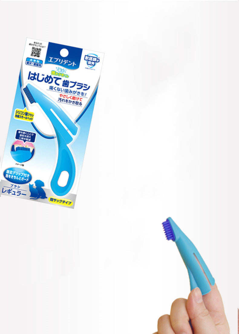 HKM-105939 Pet Toothbrush for Cats and Dogs - Silicone and Nylon Brush Head, Multiple Color Options