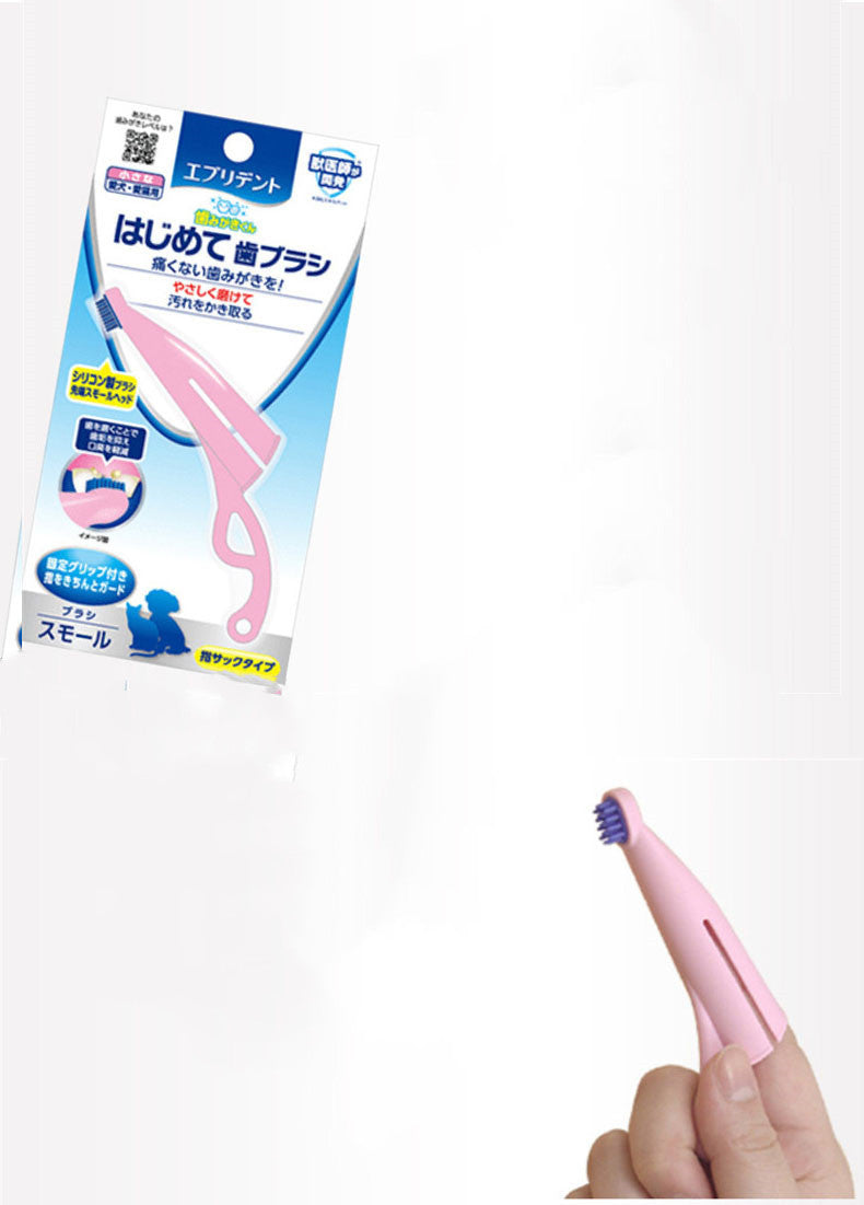HKM-105939 Pet Toothbrush for Cats and Dogs - Silicone and Nylon Brush Head, Multiple Color Options