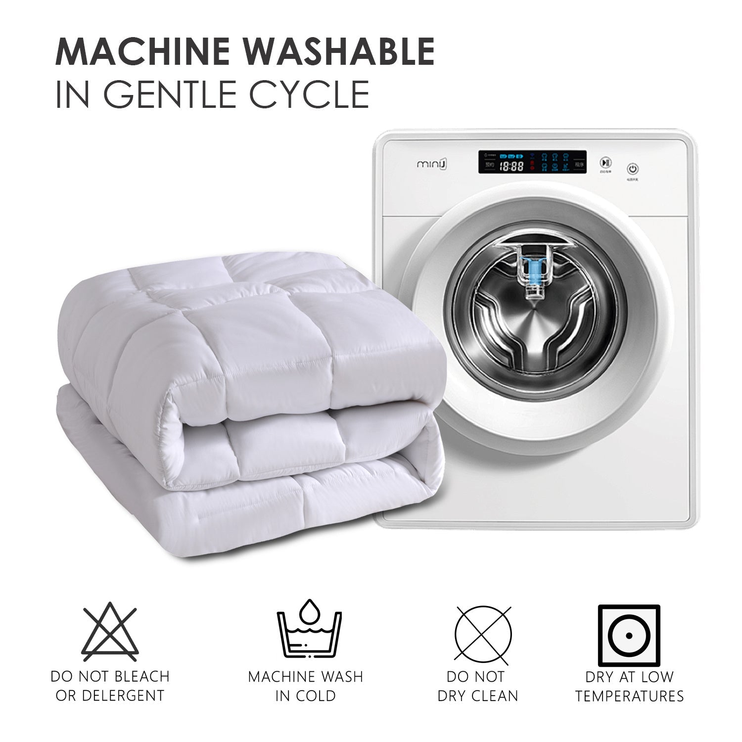 HKM-106323 Breathable White Plaid All-Season Quilt with Microfiber Filling, OKO-100 Certified